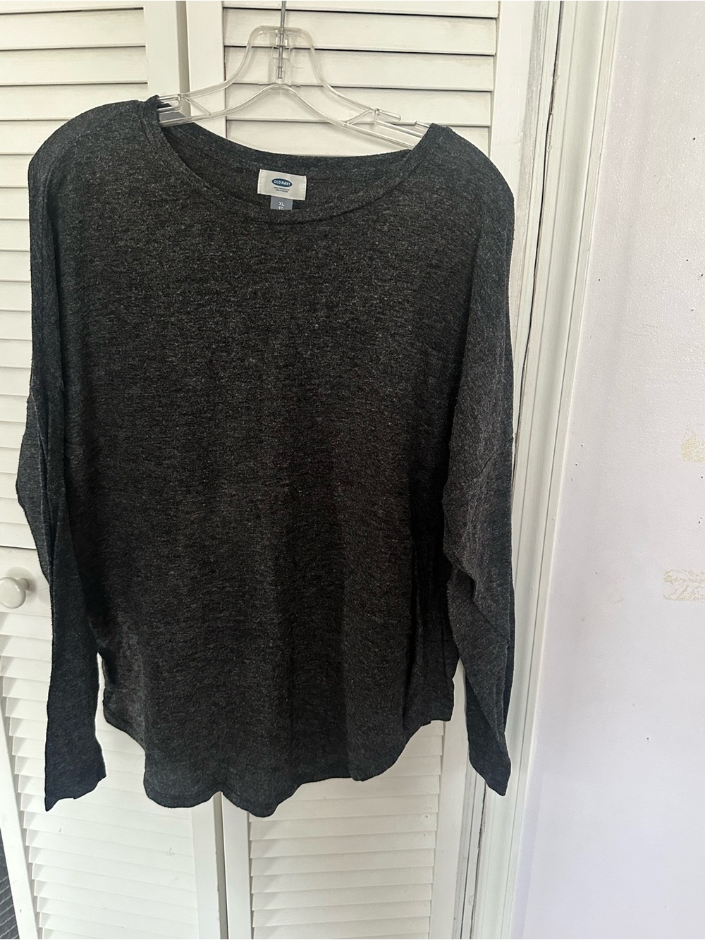 Old Navy Dark Charcoal Scoop Neck Long Sleeve Top